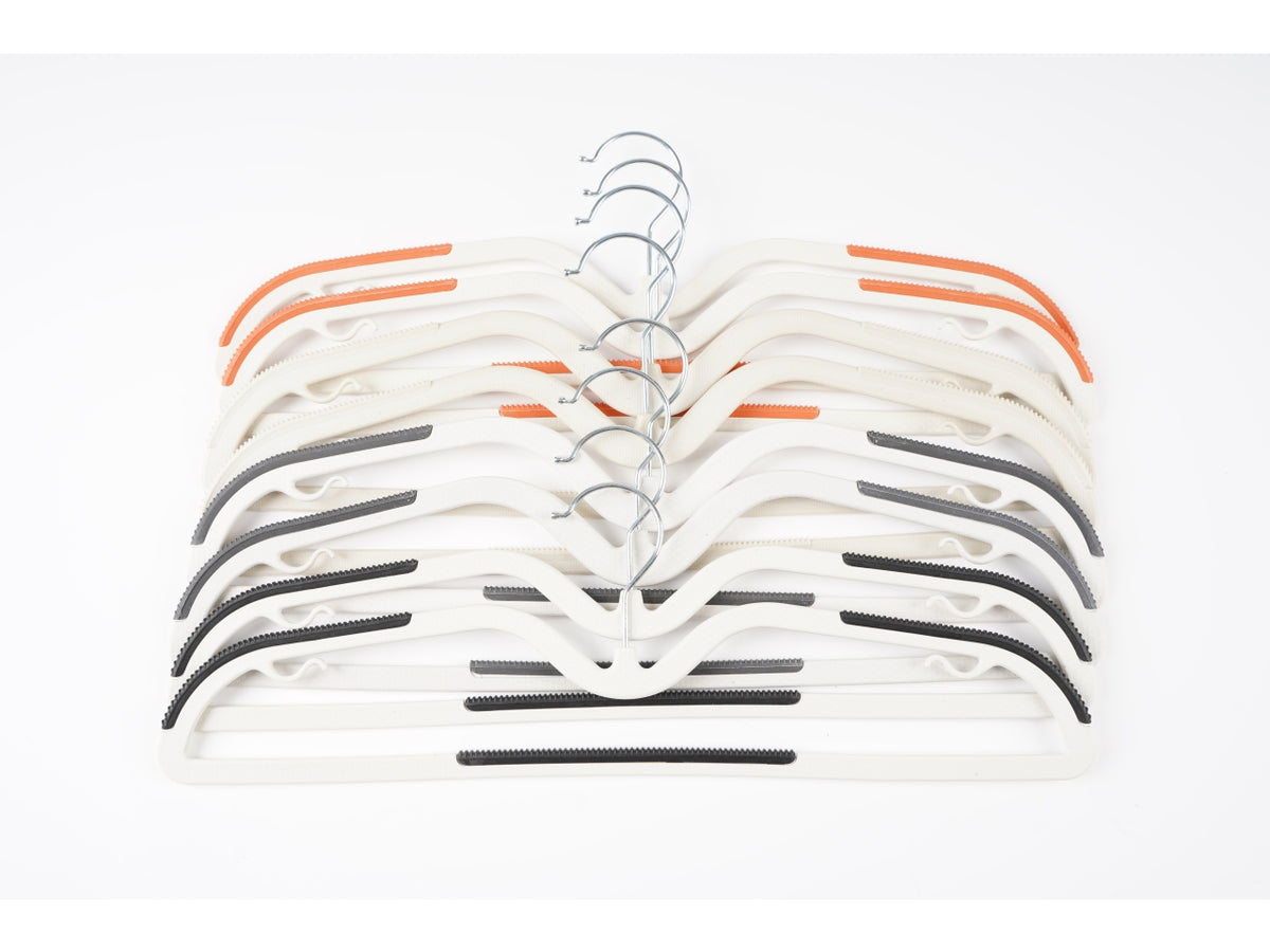 Grucce salvaspazio grigio/nero/bianco/arancio set da 10 grucce assortite