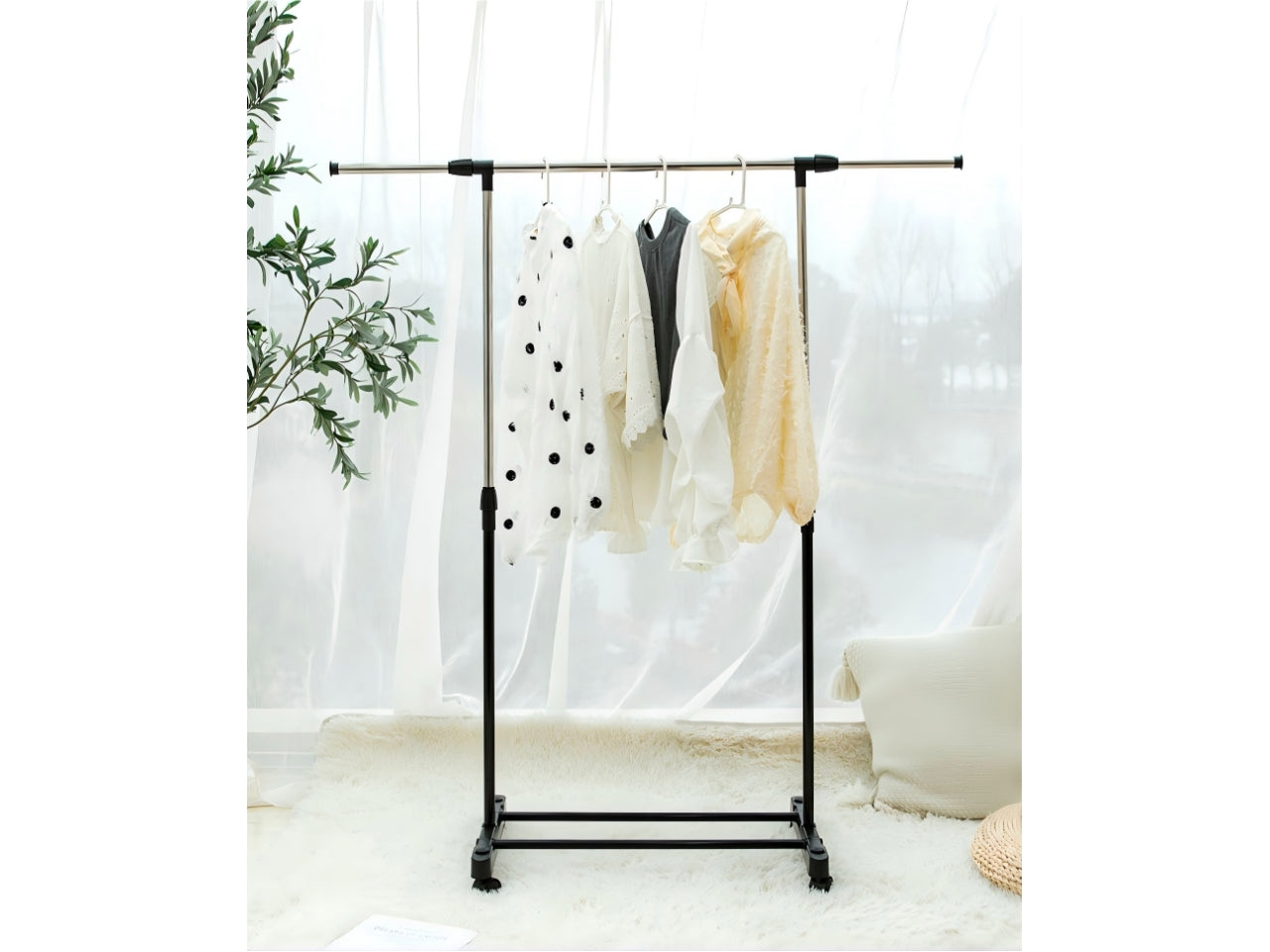 Porta abiti ambrogio estendibile singolo acciaio inossidabile e plastica 79x42x165cm