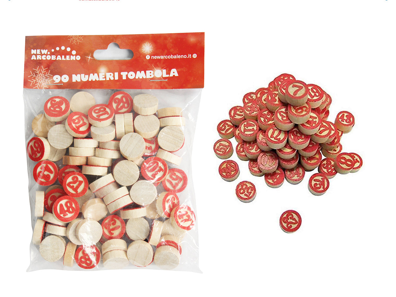 90 numeri per tombola con stampa su un lato