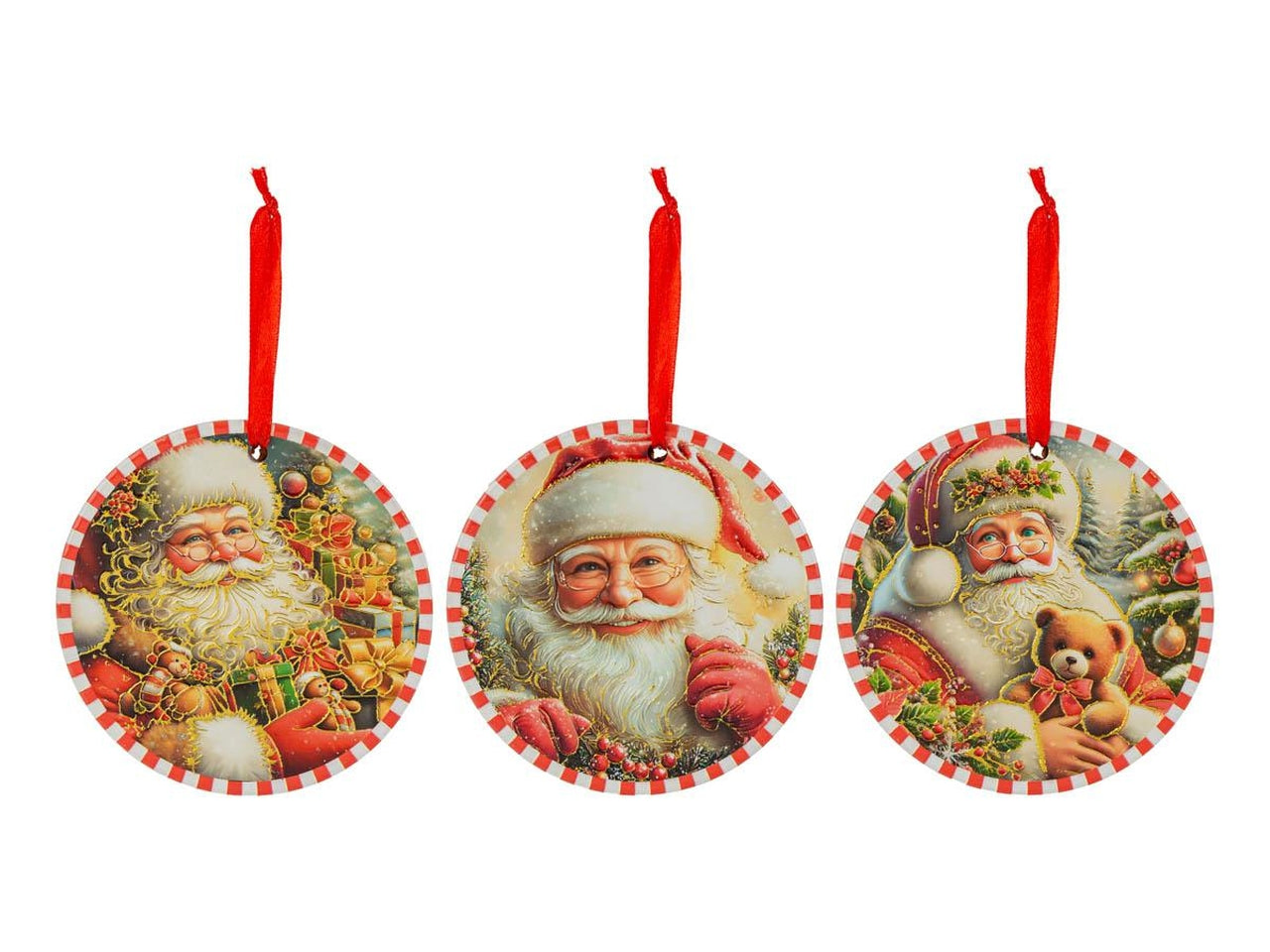 Sottobicchieri natalizi set 3 pezzi 11cm con babbo natale in 3 assortimenti