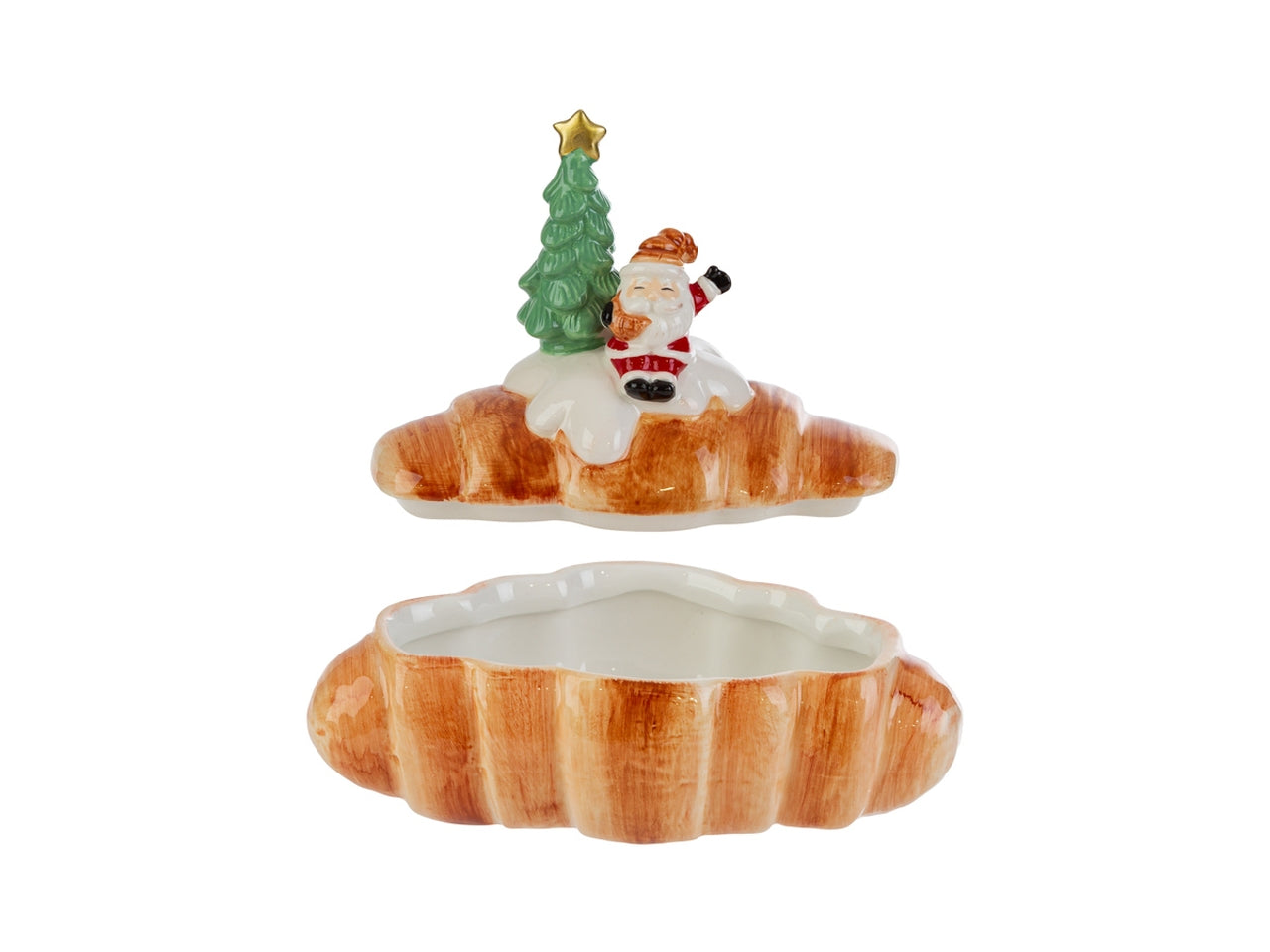 Barattolo croissant in ceramica con babbo natale 20x12xh.17cm
