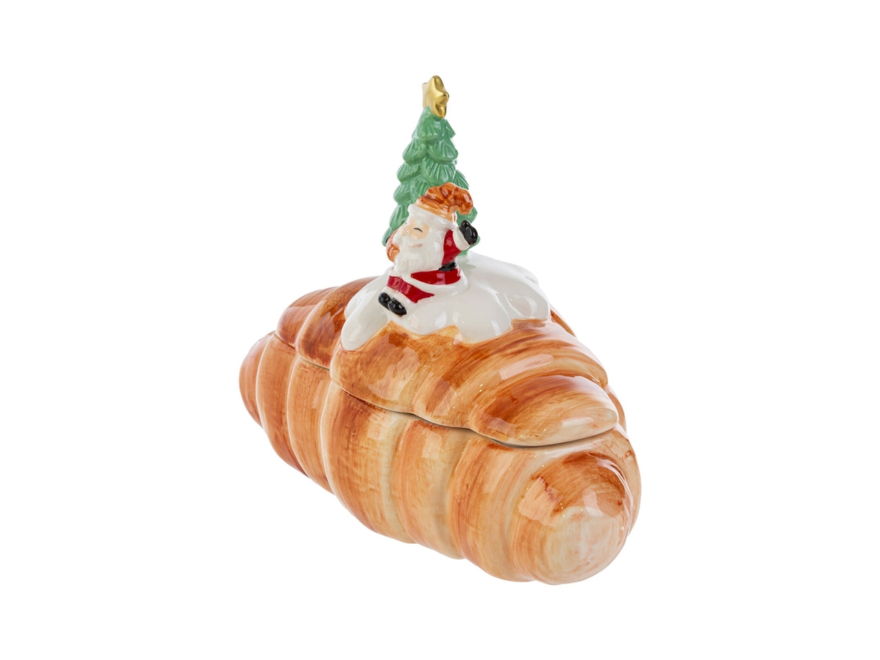 Barattolo croissant in ceramica con babbo natale 20x12xh.17cm