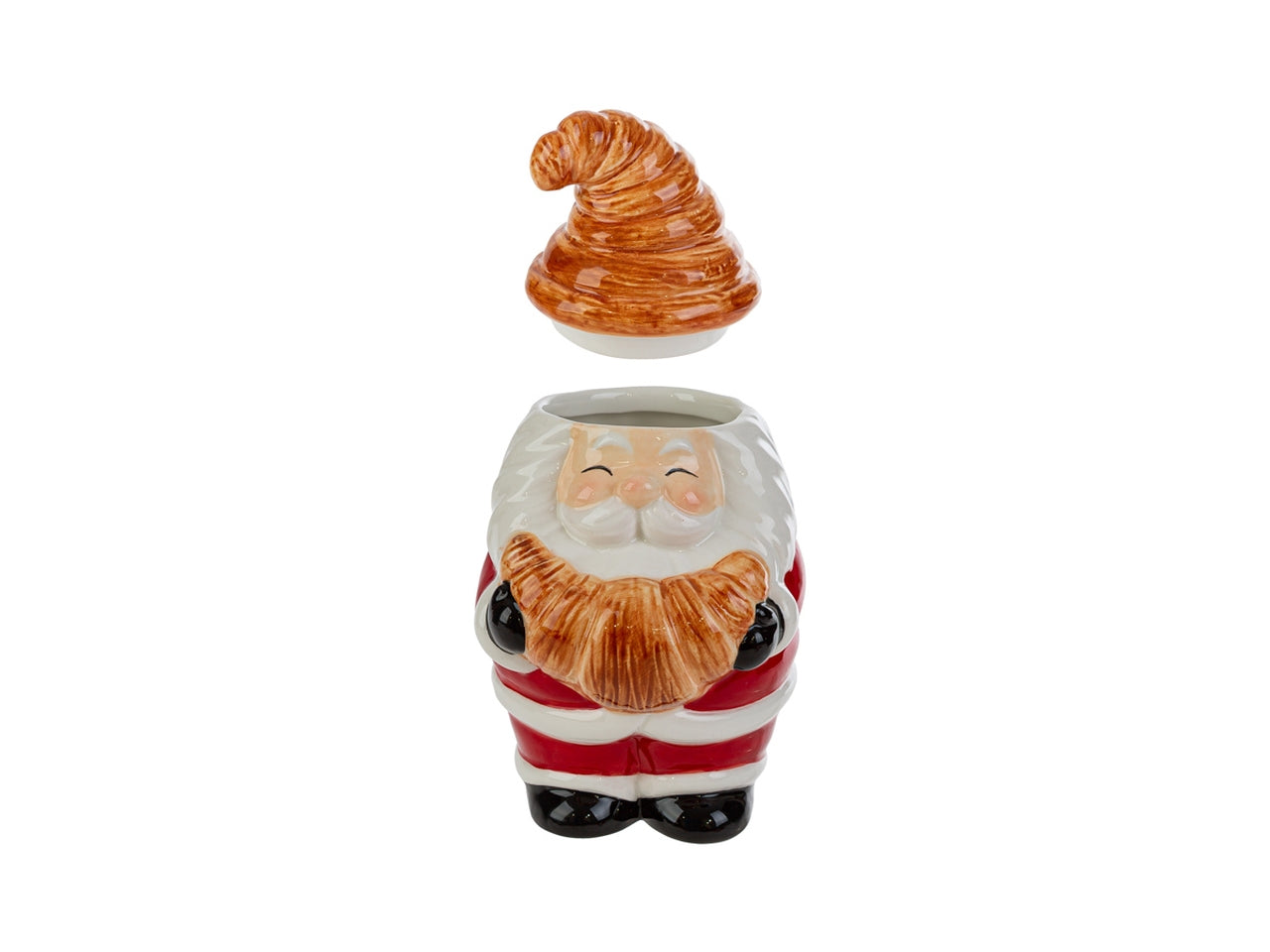 Barattolo croissant in ceramica con babbo natale 12x13xh.20cm