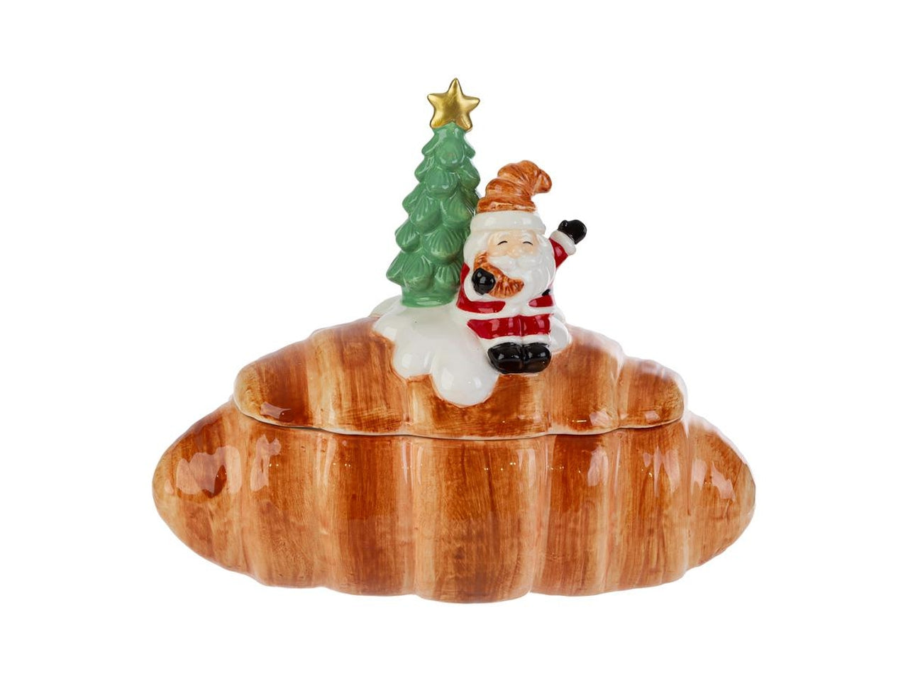 Barattolo croissant in ceramica con babbo natale 25x14xh.22cm