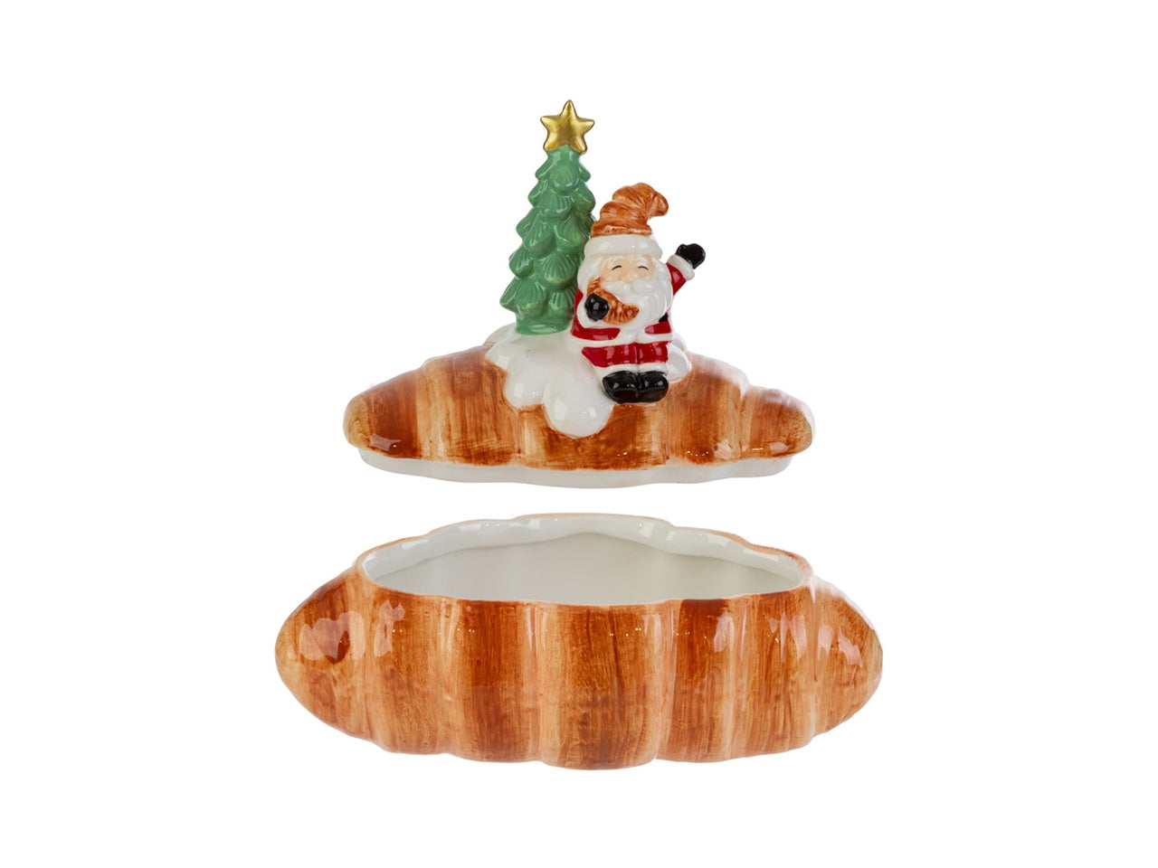 Barattolo croissant in ceramica con babbo natale 25x14xh.22cm