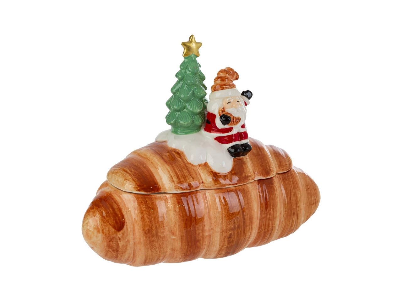 Barattolo croissant in ceramica con babbo natale 25x14xh.22cm