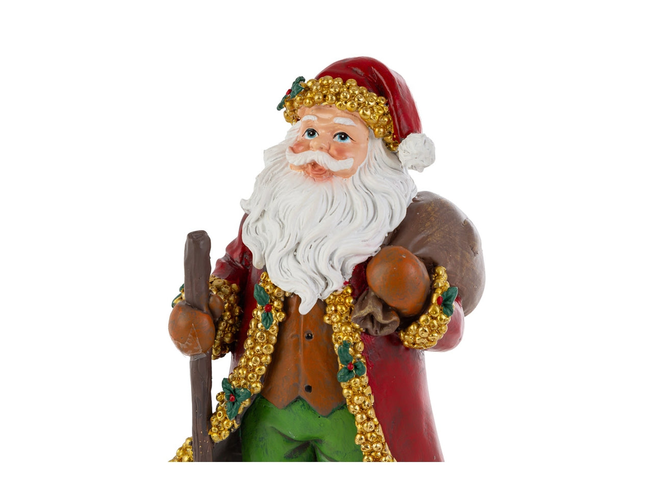 Babbo natale in resina con bastone 14x11xh.26,5cm