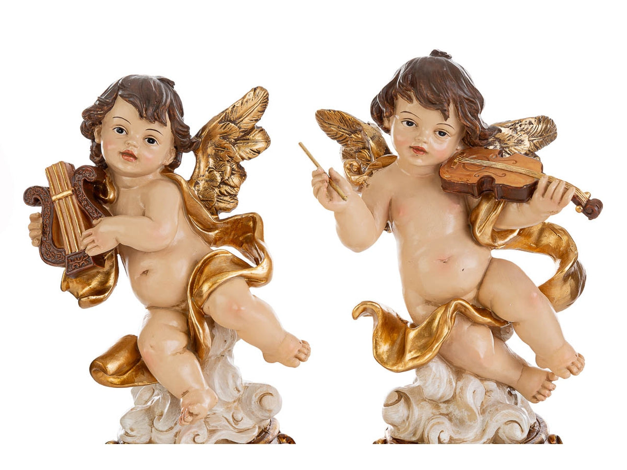 Angelo con strumenti musicali in resina 12x9xh.20cm in 4 assortimenti