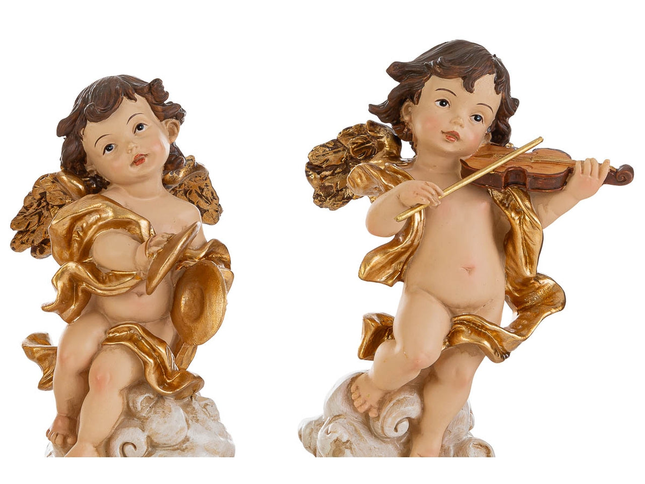 Angelo con strumenti musicali in resina 7x5,5xh.14,5cm in 4 assortimenti