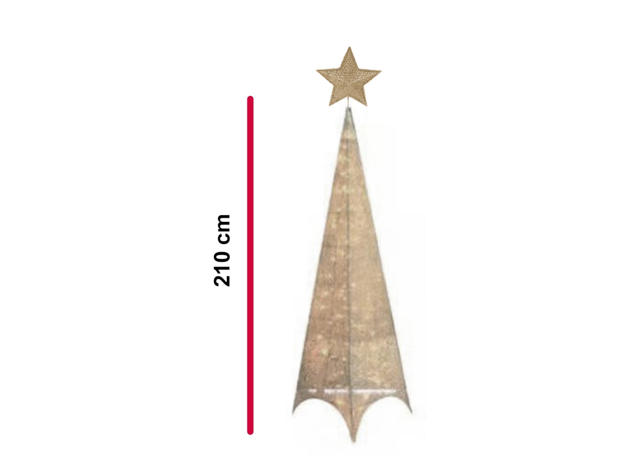 Albero piramidale 210cm in metallo con 120led champagne
