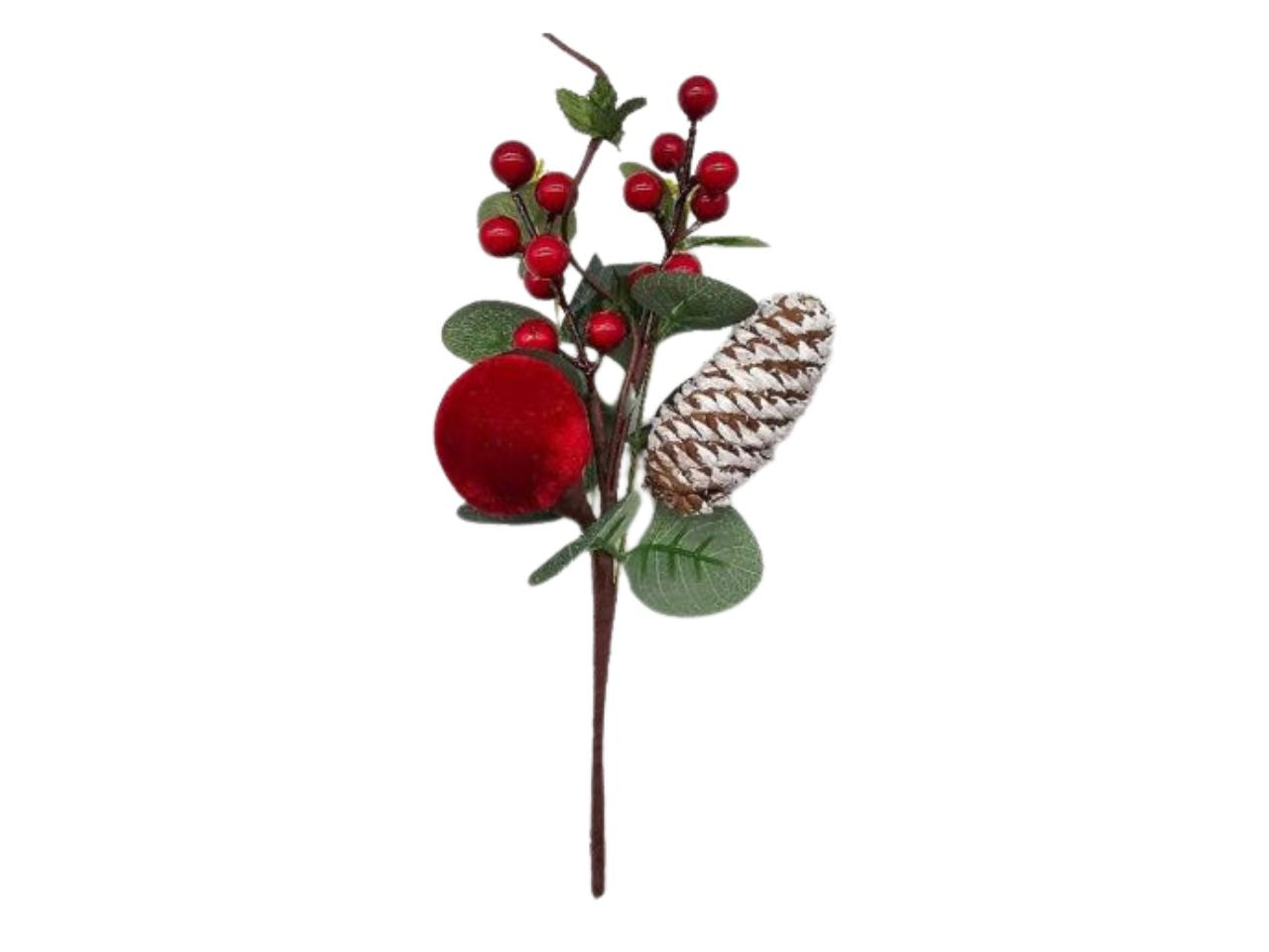 Pick 22cm velour con bacche rosso