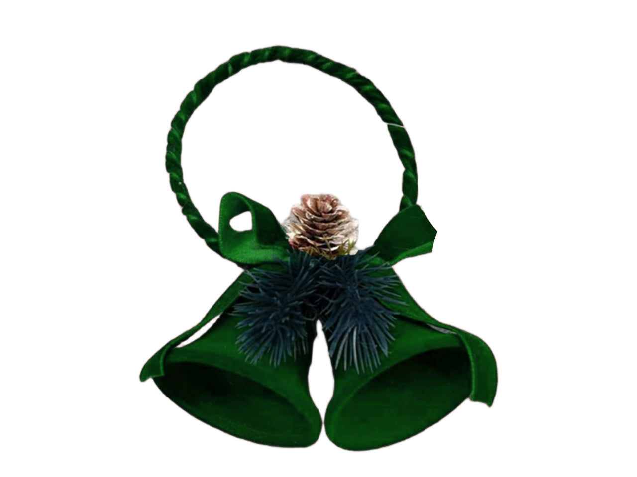 Campane in metallo 11xh16cm floccato verde con decorazione