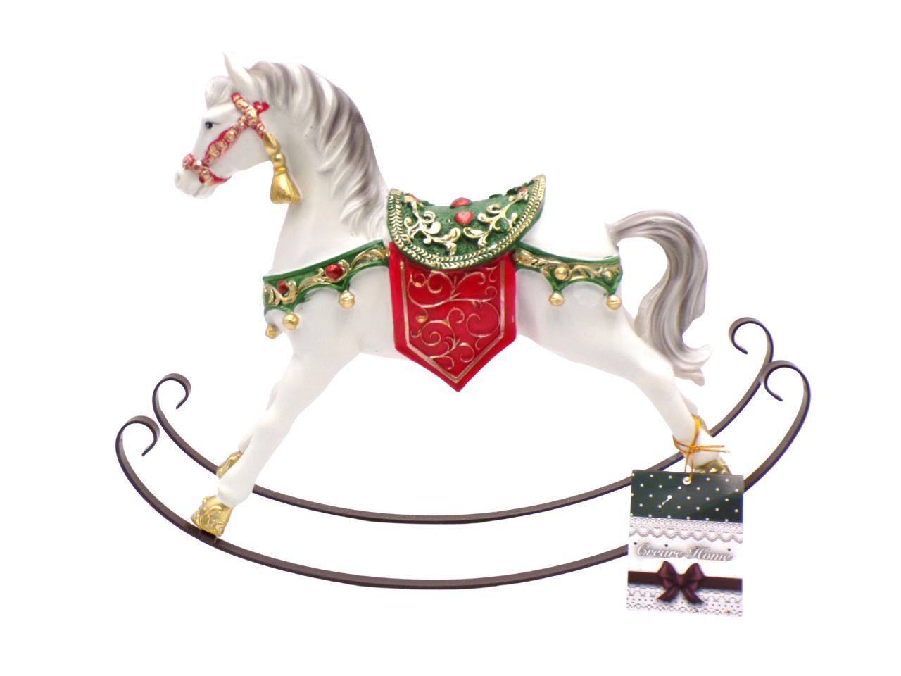 Cavallo a dondolo bianco in poliresina 35xh28cm
