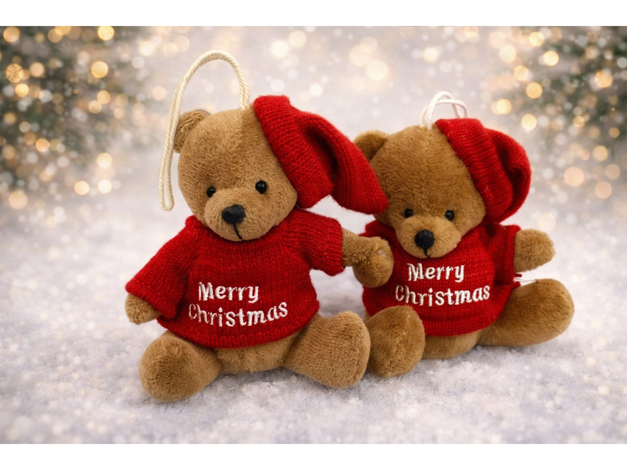 Orso peluche 10cm con maglione e cappello, assortiti