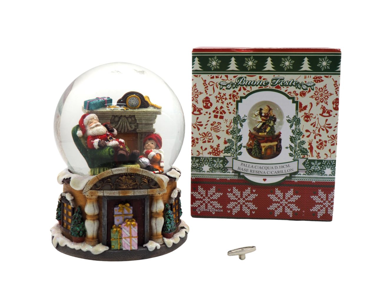 Palla di neve con babbo natale e musica 10xh14cm