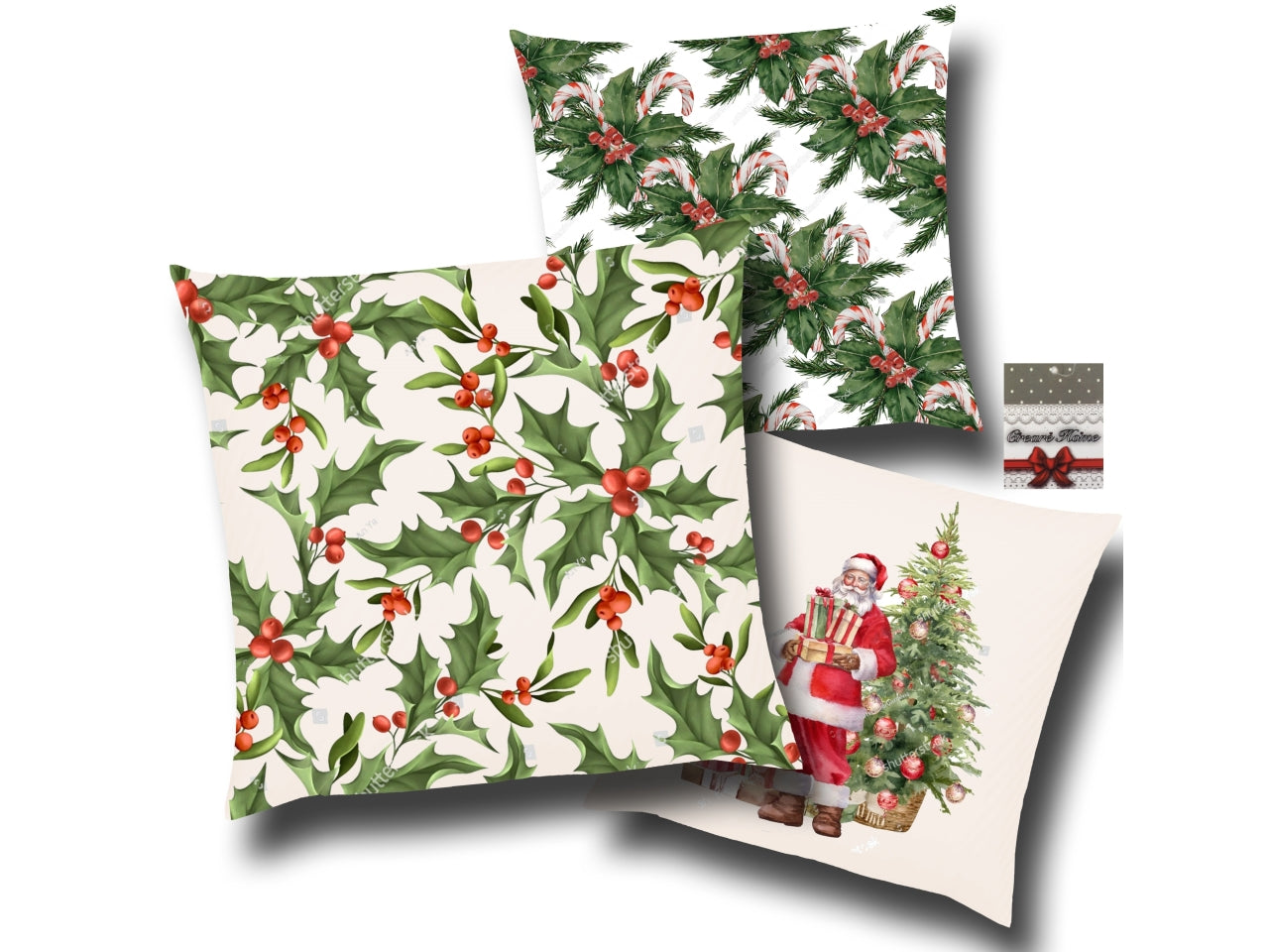 Cuscino 45x45cm velluto 4 decori natalizi assortiti