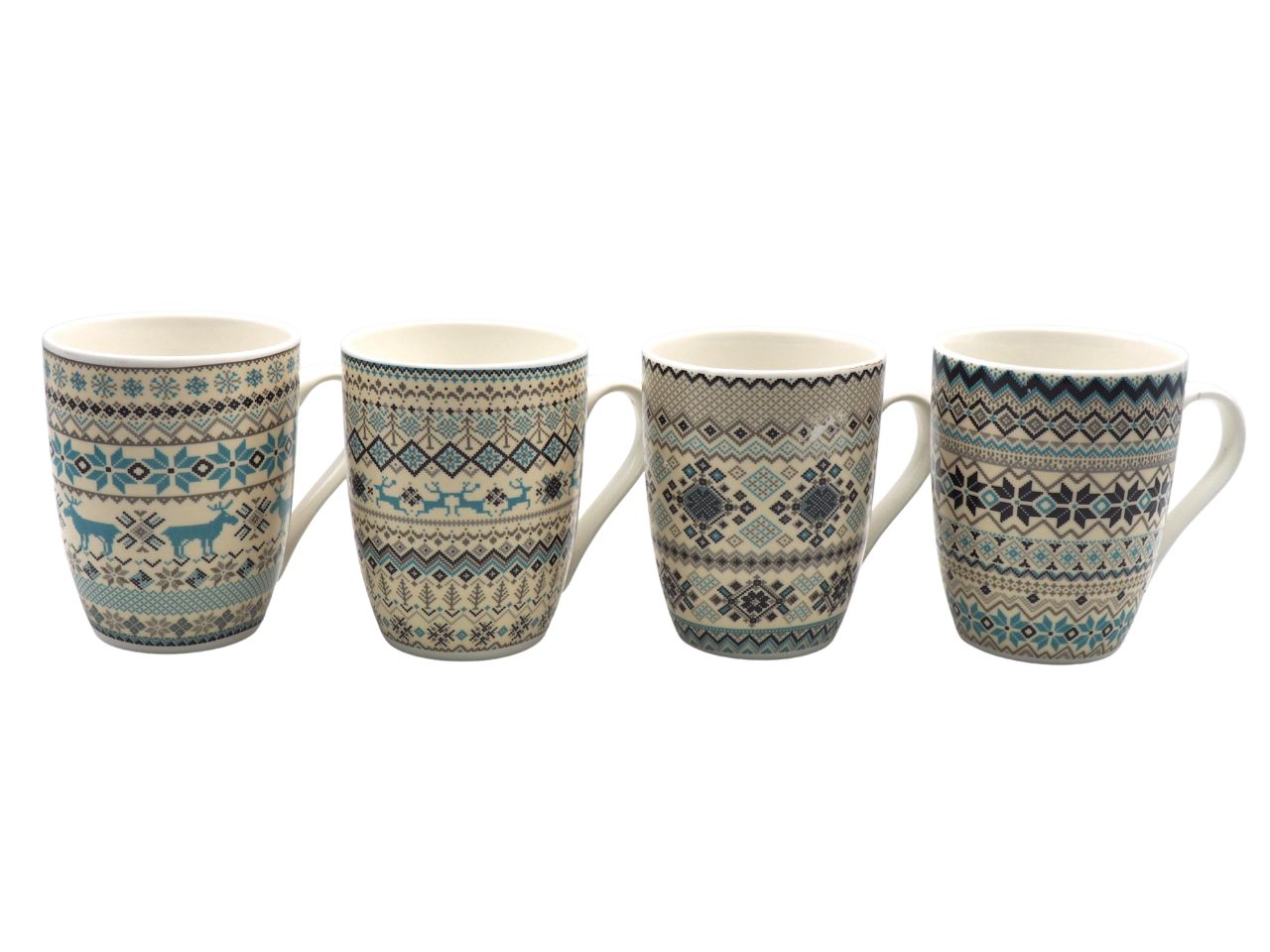 Tazza in ceramica 8,5xh10, 5cm con decori natalizi in 4 assortimenti