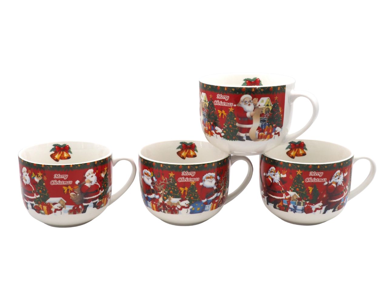 Tazzone bombato in ceramica 11xh8, 3cm con Babbo Natale, 4 decori assortiti