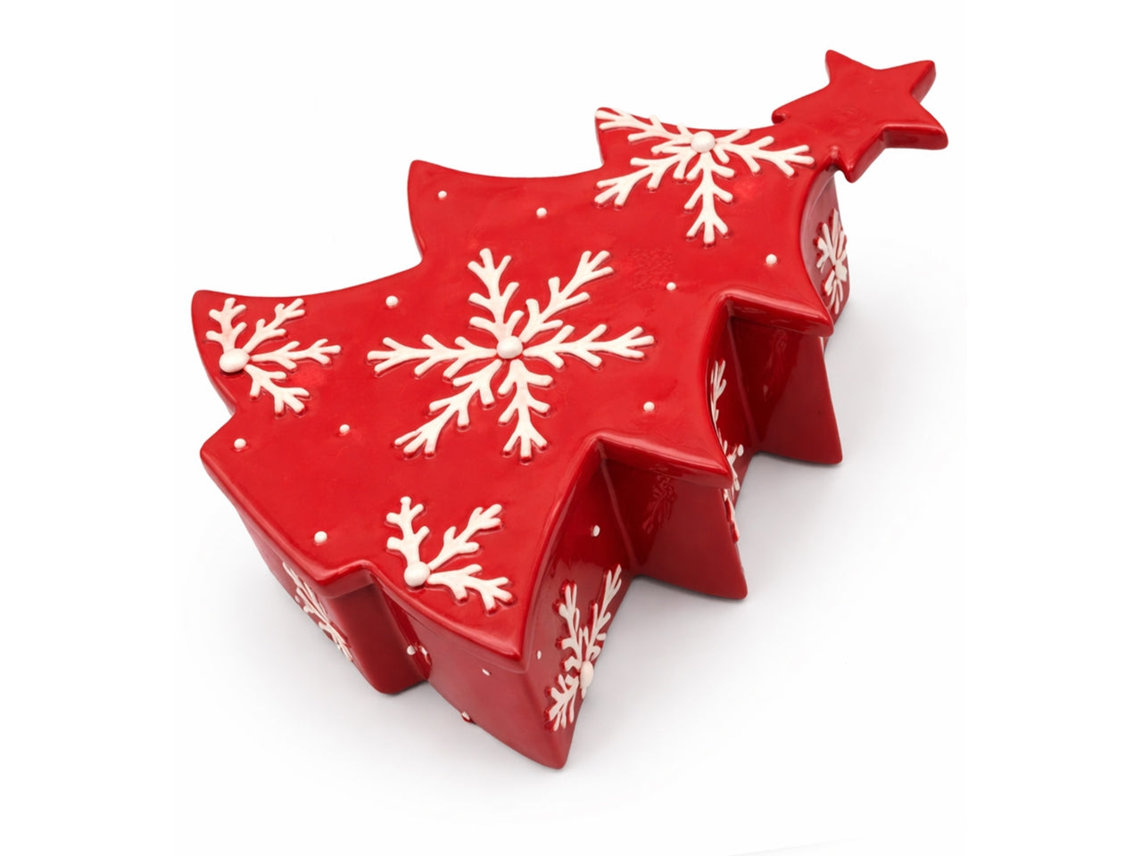 Scatola ceramica albero 21x18xh.8cm rosso