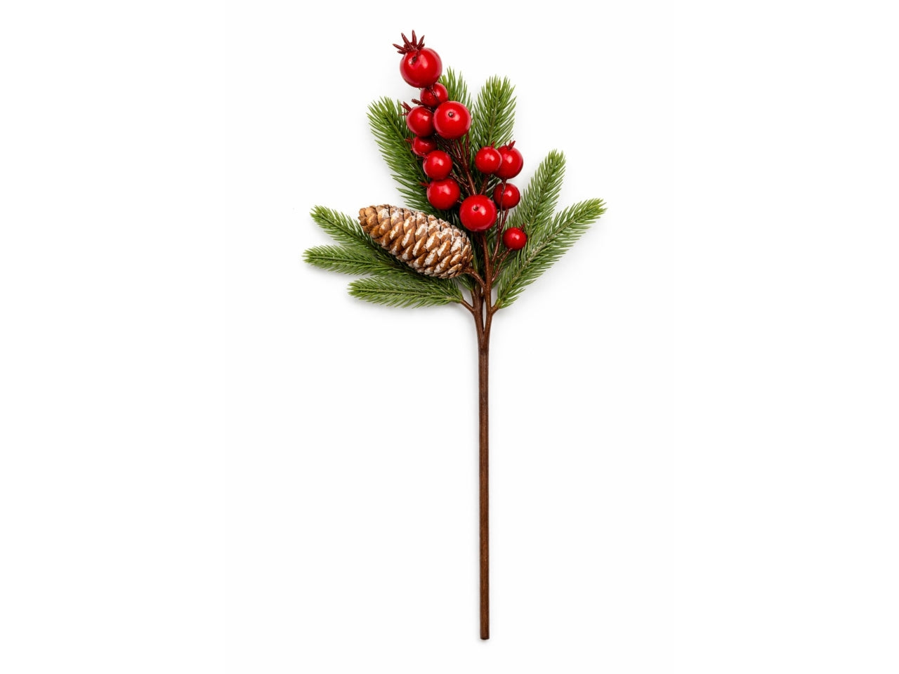 Ramo pino 30cm con bacche rosse