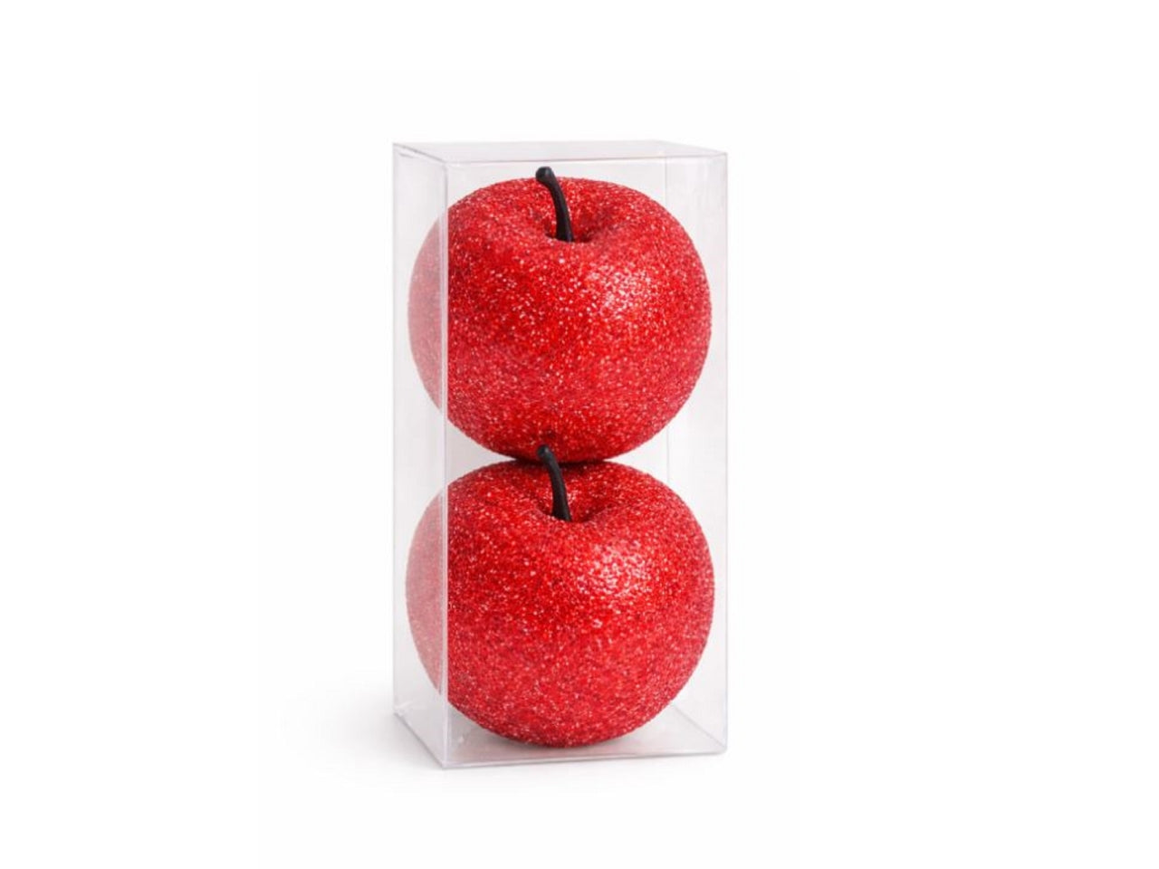 Appendino mela 8cm set 2 pezzi glitter rosso