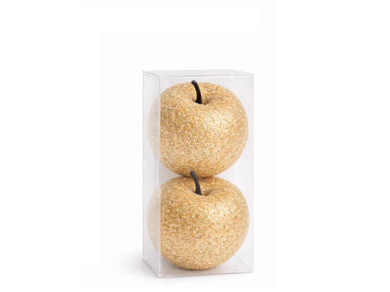 Appendino mela 8cm set 2 pezzi glitter champagne