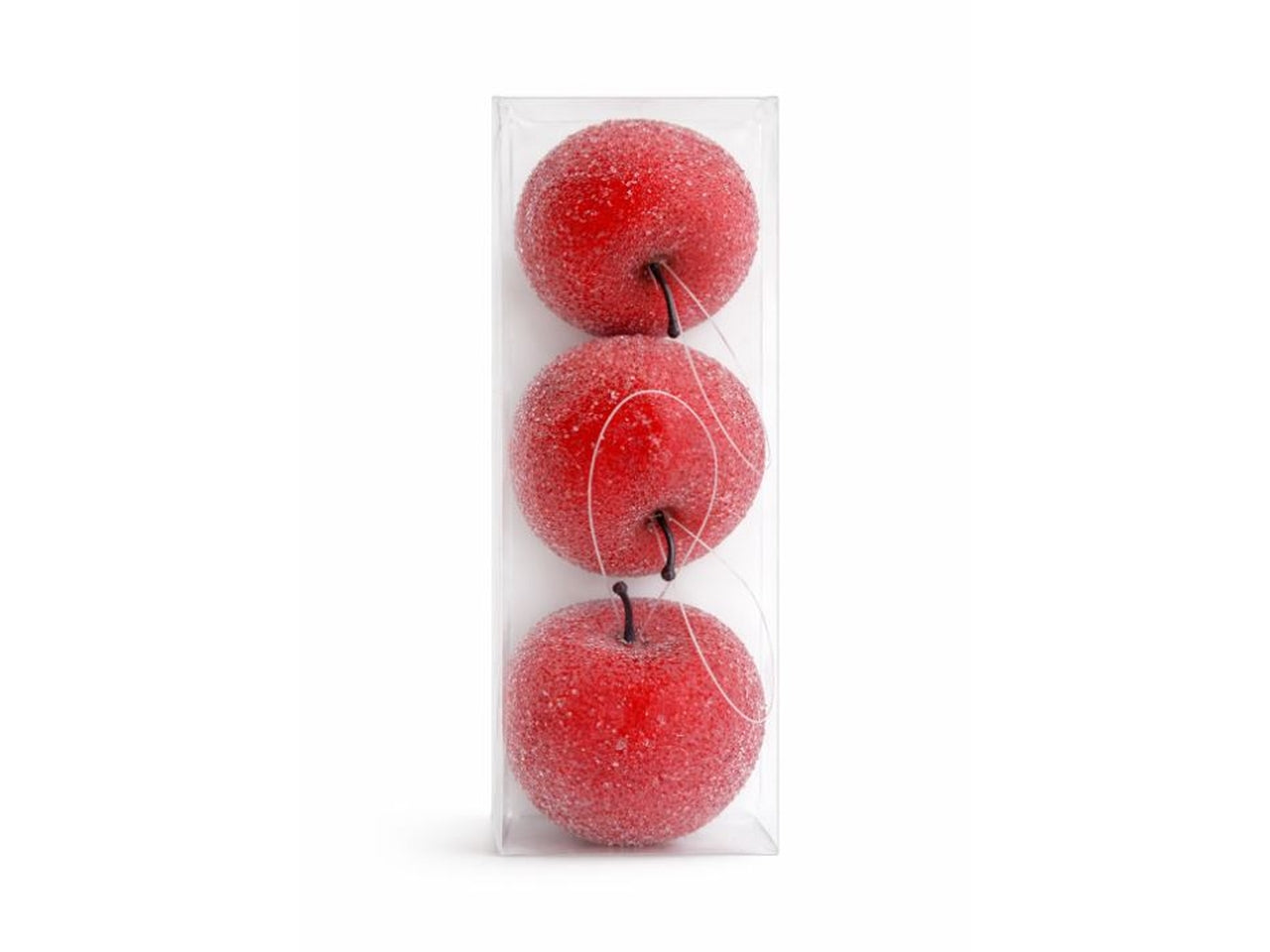 Appendino mela 7cm set 3pezzi glitter rosso
