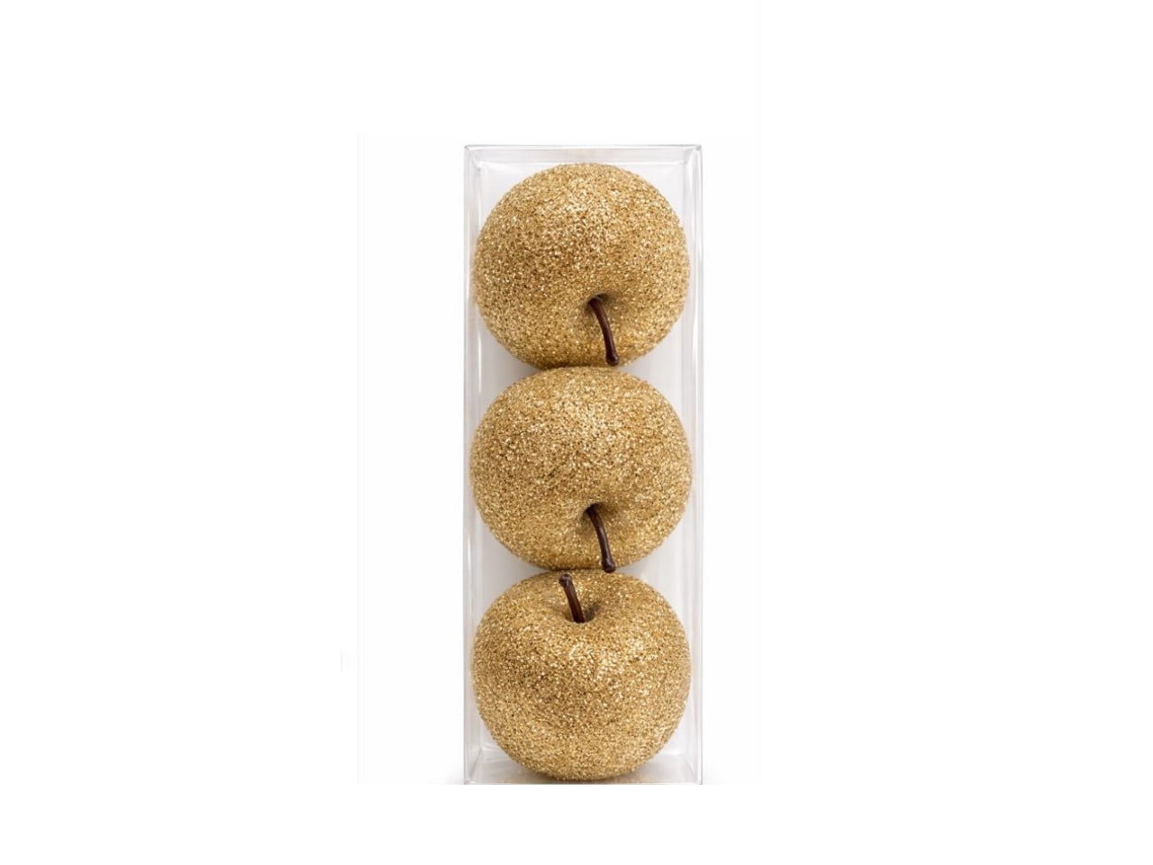 Appendino mela 7cm set 3pezzi glitter oro