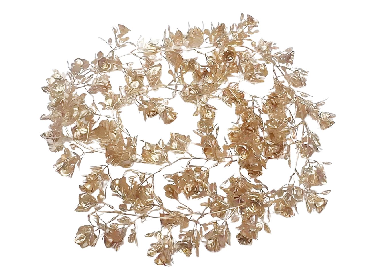 Ghirlanda 200cm con foglie metallizzato oro
