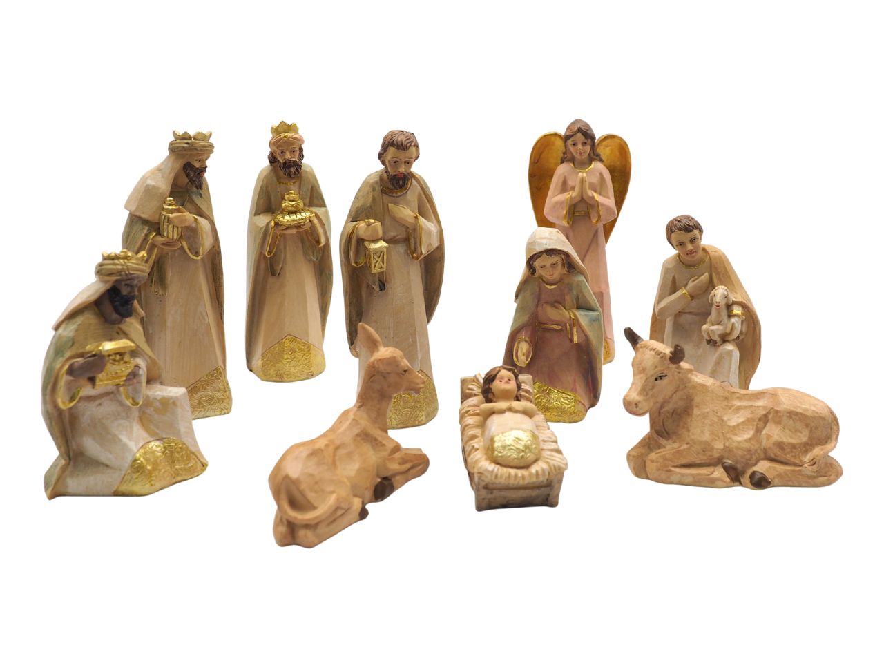 Nativita' 15cm 10 pezzi in poliresina effetto legno chiaro