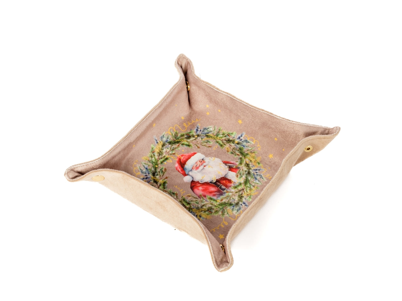 Svuota tasche con Babbo Natale 25x25cm in velluto beige