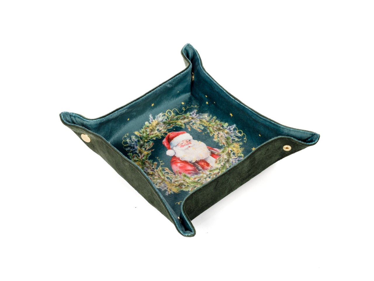 Svuota tasche con Babbo Natale 25x25cm in velluto verde