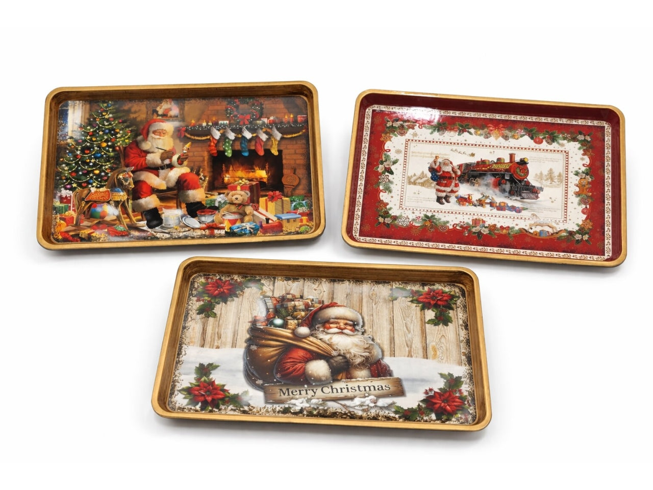 Vassoio 32x22x2,4cm con Babbo Natale, fantasie assortite