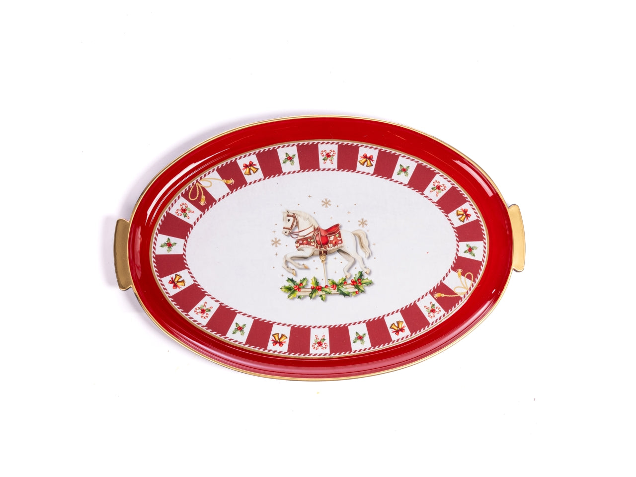 Vassoio ovale 50x32x2cm carosello rosso