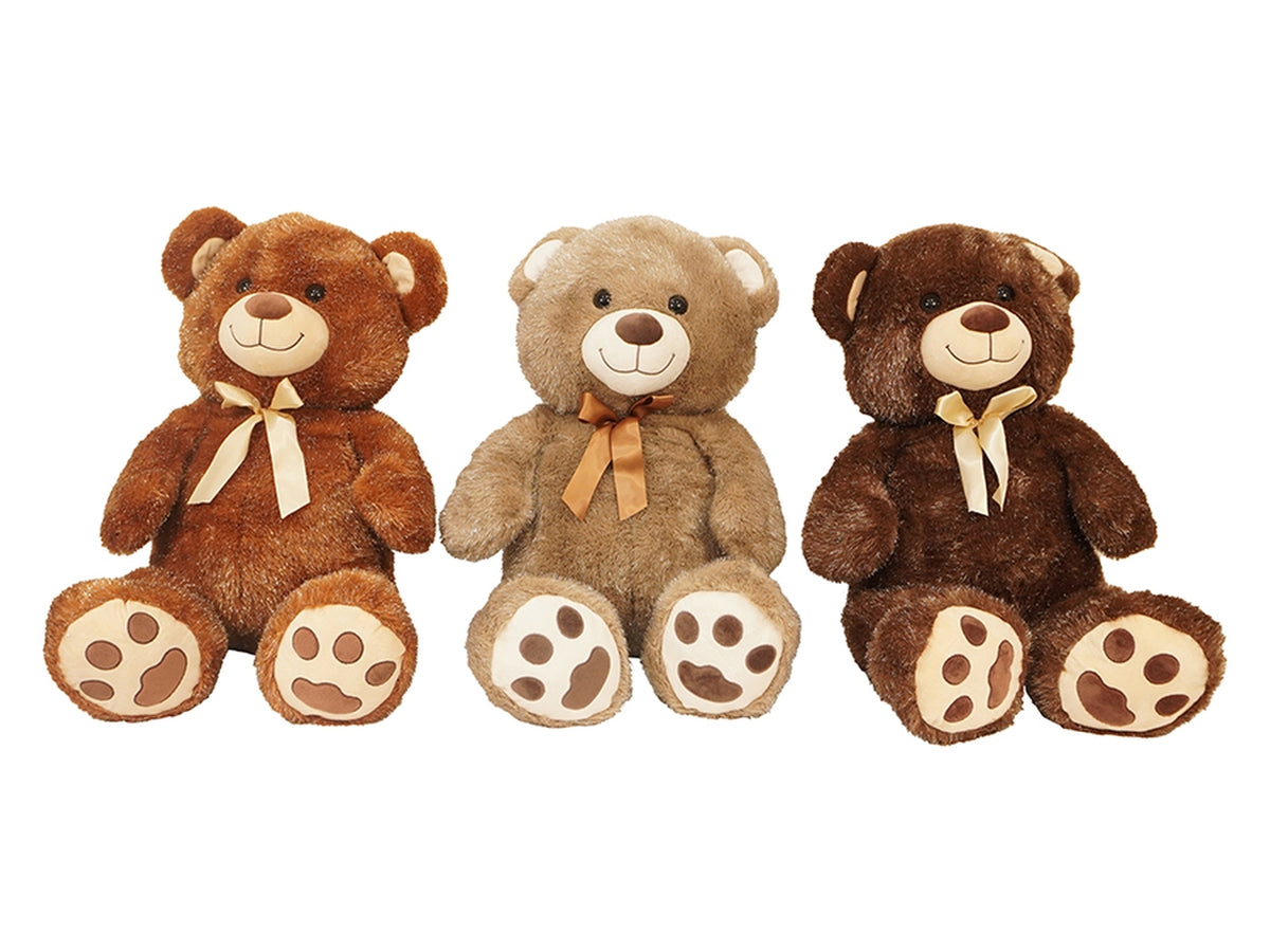 Orso peluche 40cm con fiocco in 3 assortimenti