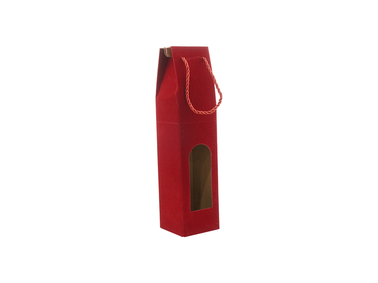 Portabottiglia da 1 posto in velluto bordeaux 9x9x38,5cm