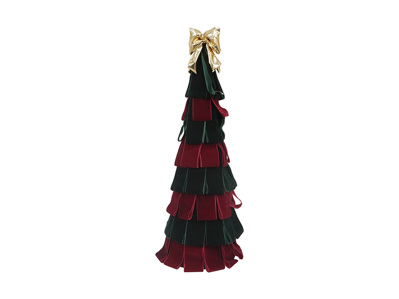 Albero in velluto 60cm bordeaux e verde con fiocco oro