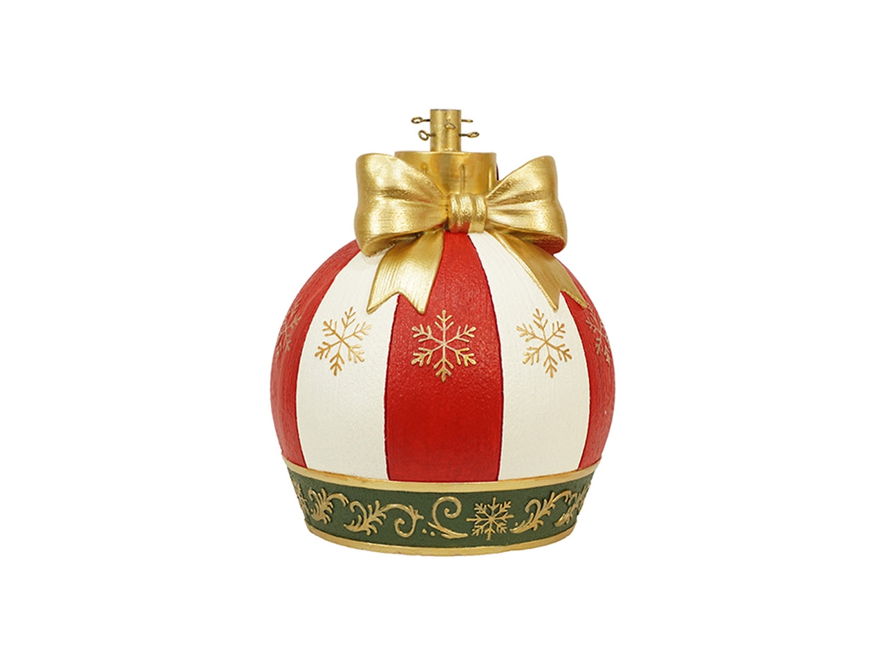 Base per albero palla con fiocco 42x42x51cm bianco, rosso e oro