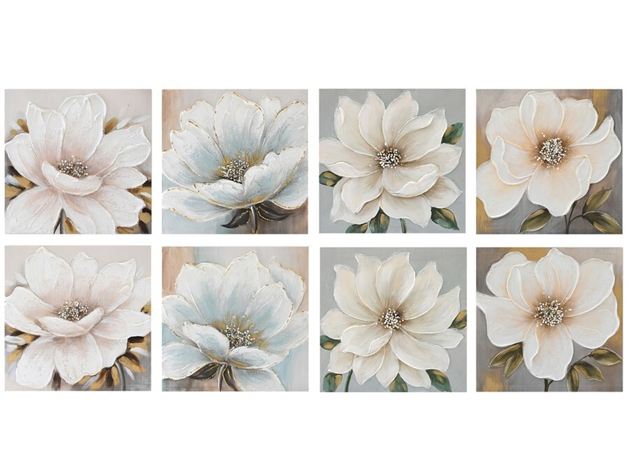 Quadro fiori dipinto a mano 40x40cm 8 assortimenti