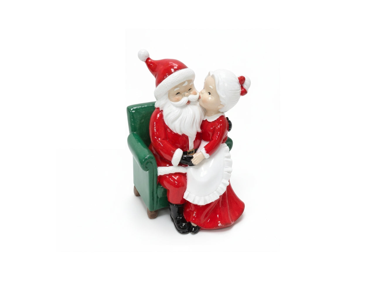 Babbo natale e mamma natale seduti su poltrona