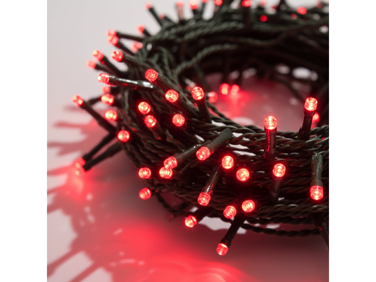 Catena luminosa 450 led rosso, 8 giochi di luce, uso interno/esterno prolungabile