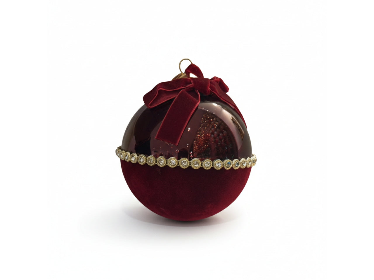 Palline di natale 12cm elisabeth bordeaux, set da 2 pezzi