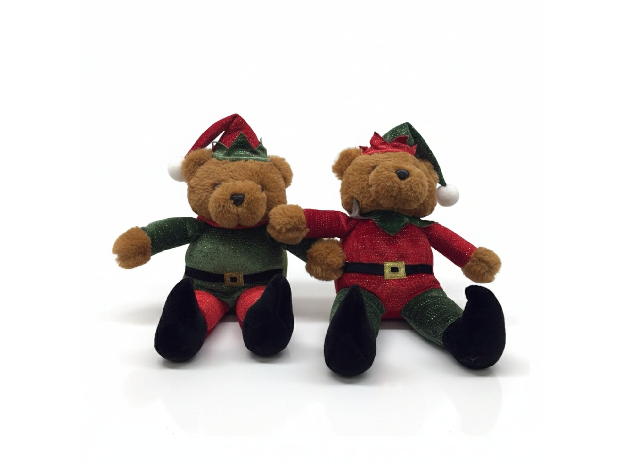 Orso elfo seduto 25cm verde e rosso assortiti