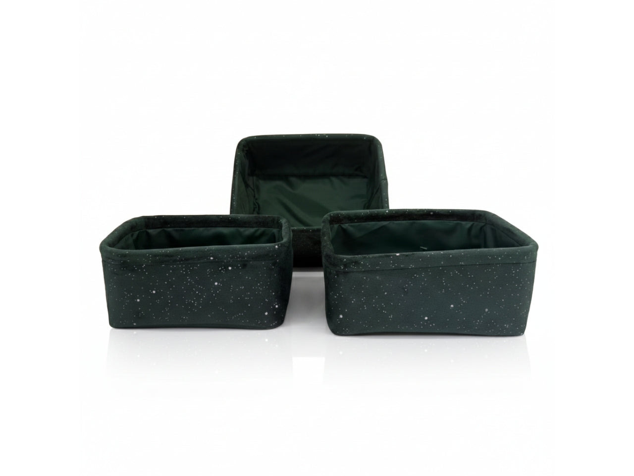 Set 3 cestini in velluto verde