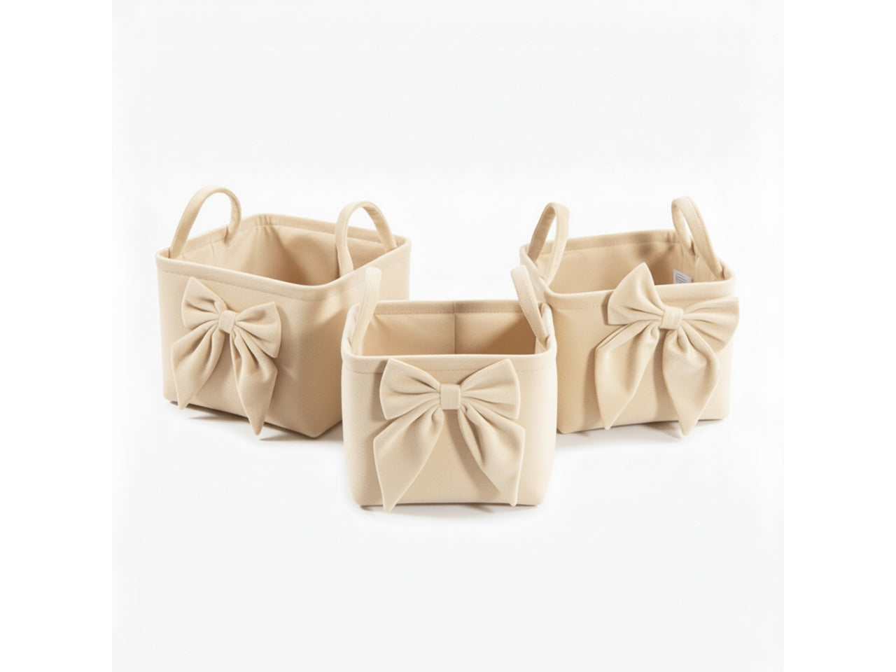 Set 3 cestini quadrati con manici oro