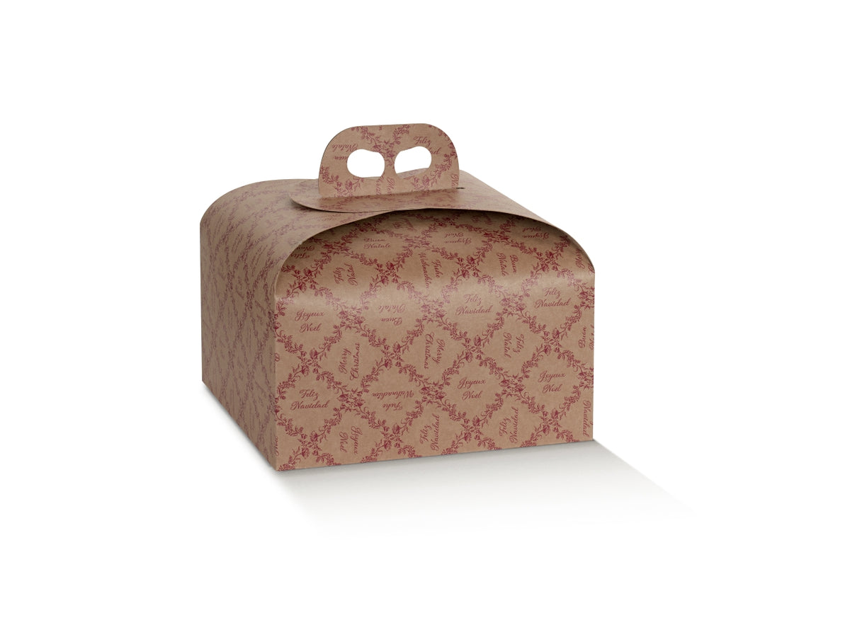 Portapanettone in cartone linea royal garden, 24,5x24,5x13cm