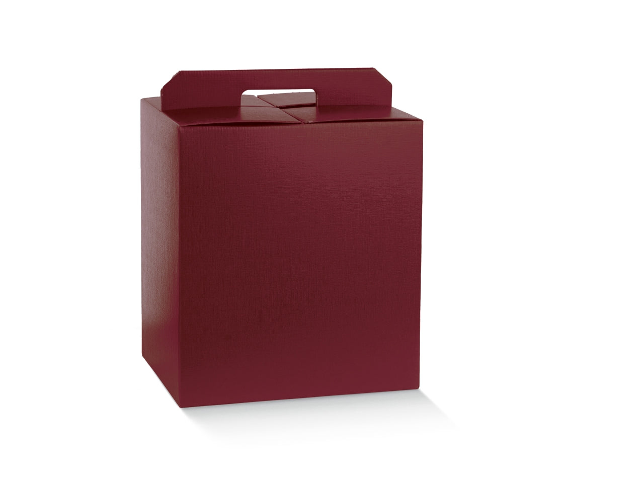 Portapanettone con bottiglia fibra bordeaux, 33x25x35cm