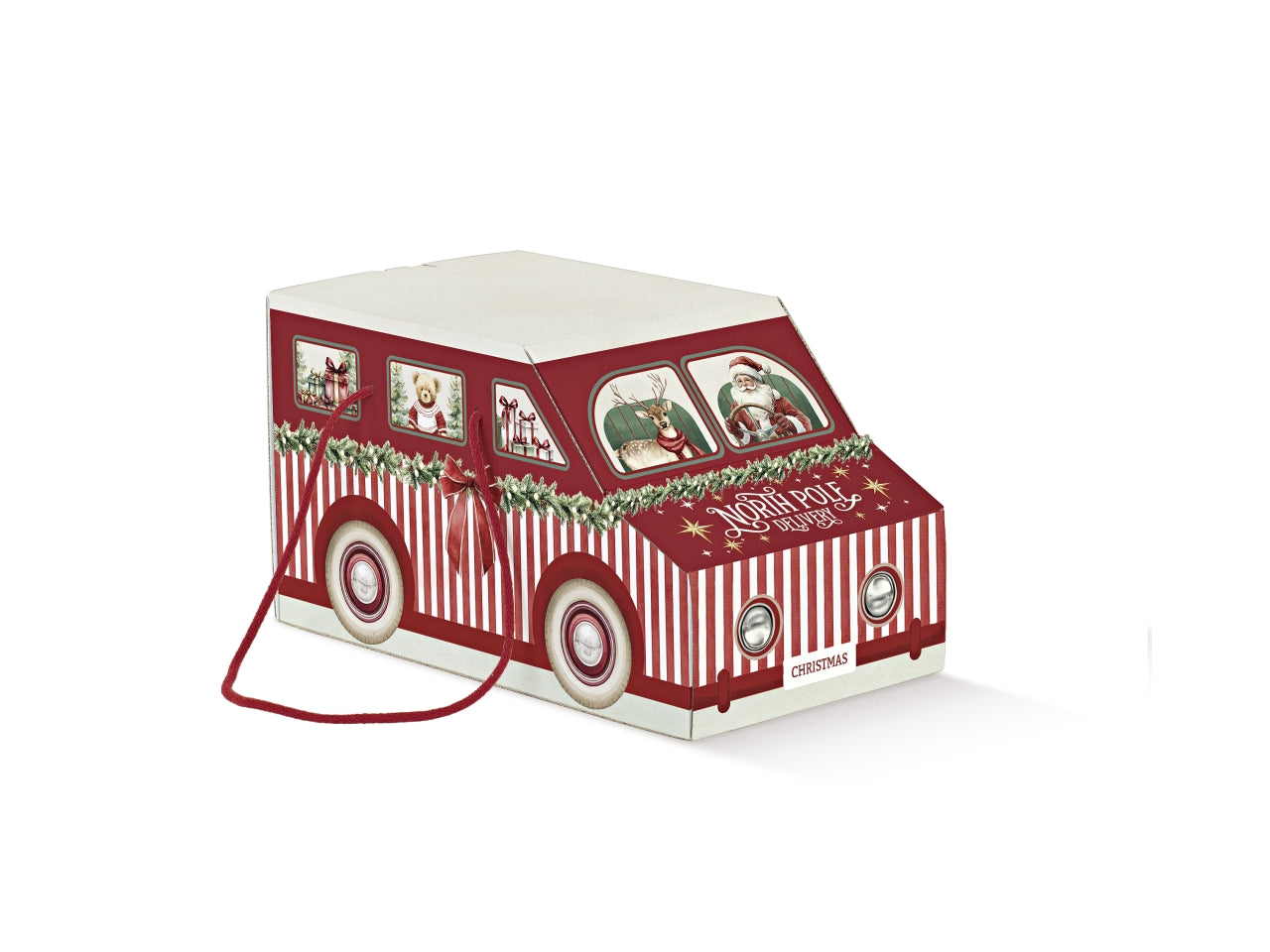 Furgoncino con cordino linea market rosso, 31x15x16cm