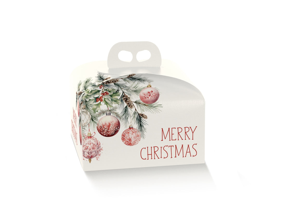 Portapanettone linea addobbi di natale, 24,5x24,5x13cm