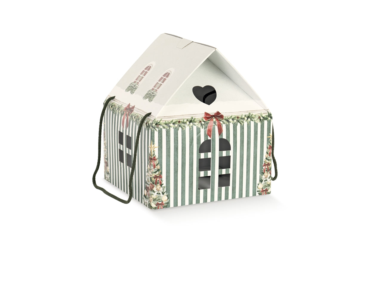 Casetta con cordino linea market verde, 24,5x24,5x15cm
